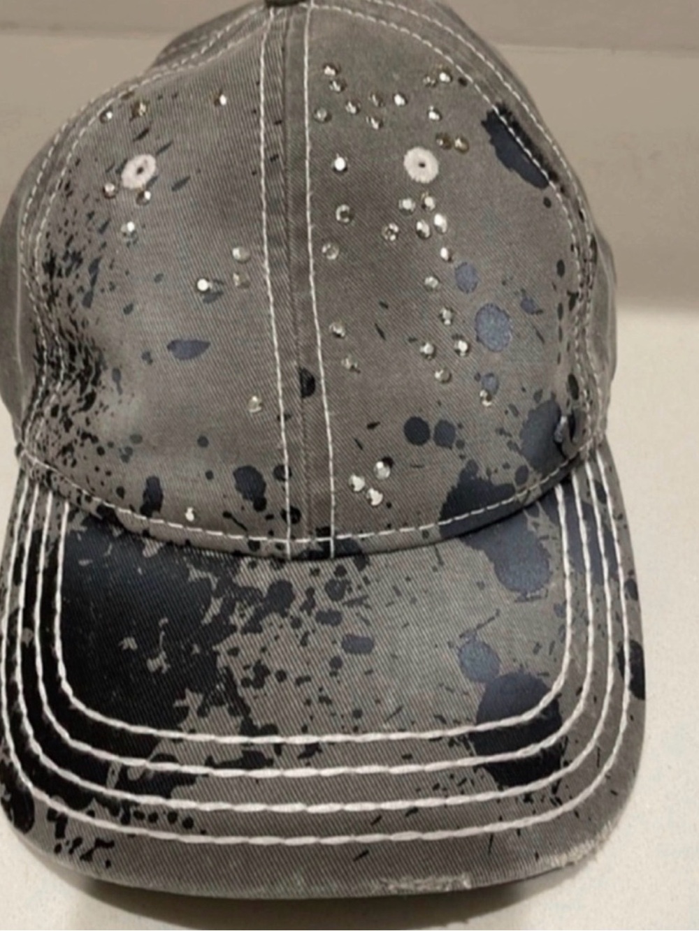 Vintage True Religion Y2K Grunge Splatter distressed Baseball Hat OS